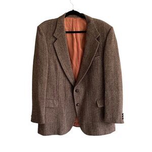Harris TWEED Men’s Vintage Hand Woven Wool Sports Coat Jacket Blazer Brown 46R